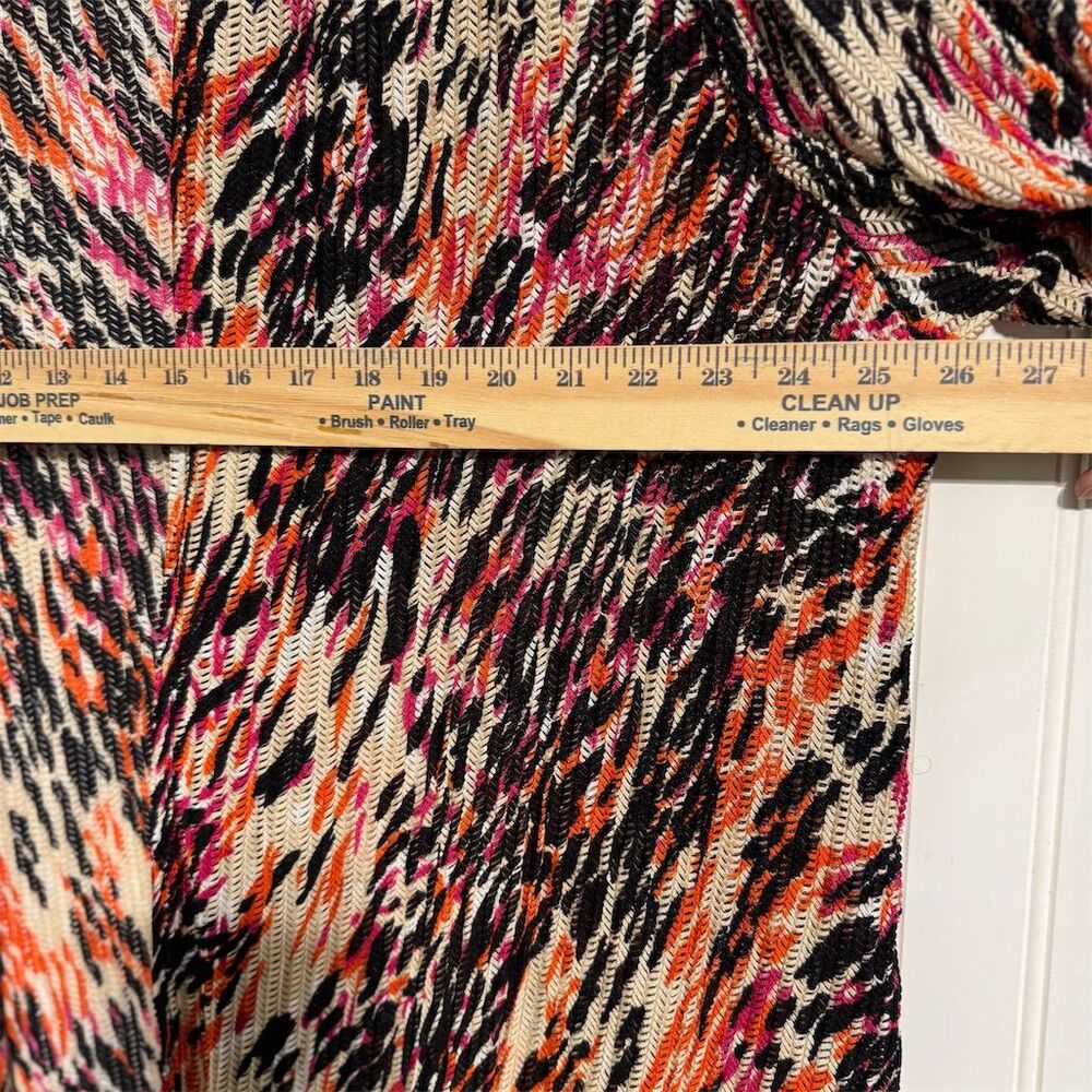 Maggie Barnes Duster 2X Abstract Animal Print Cardigan Sweater Orange Black Plus - Picture 4 of 7